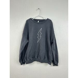 Rylee + Cru Relaxed Sweatshirt Gray Lightning Bolt Boys Girls Size 8-9 Years